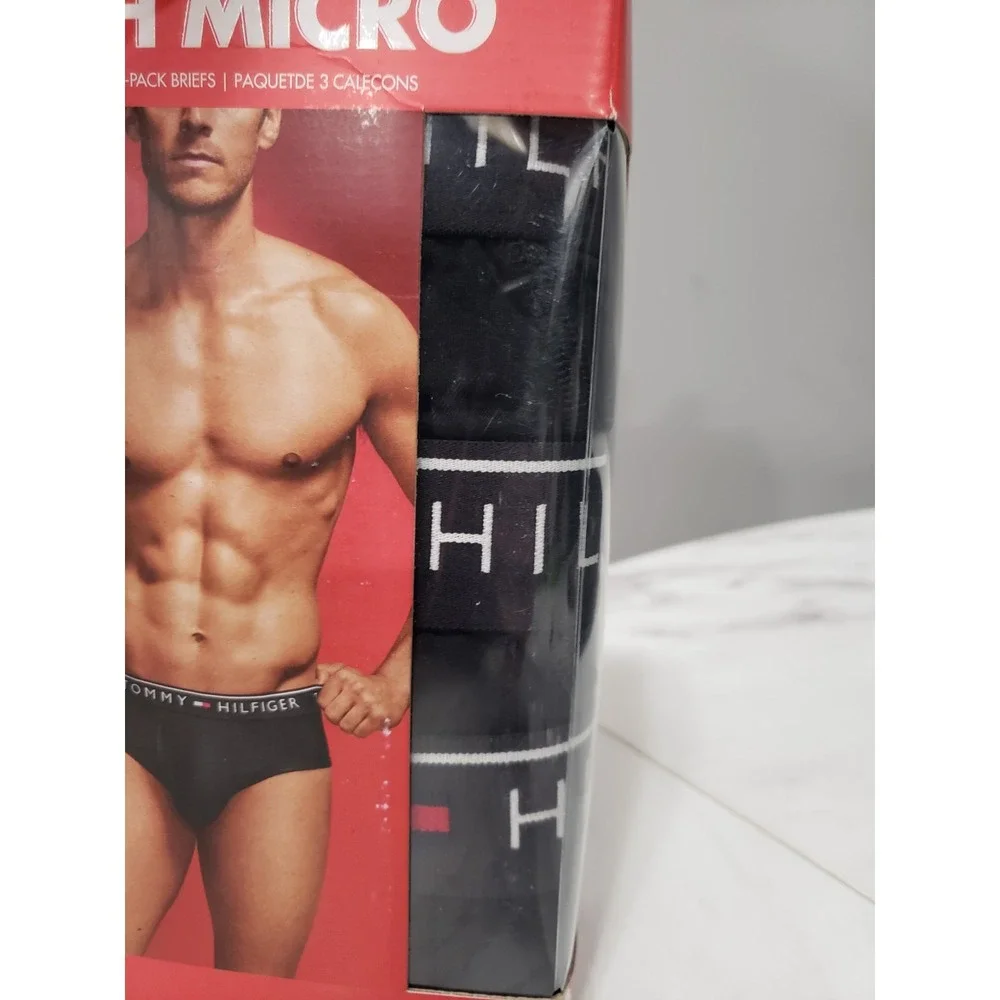 MENS SIZE LARGE Tommy Hilfiger Men's TH Micro Brief 3-Pack Black